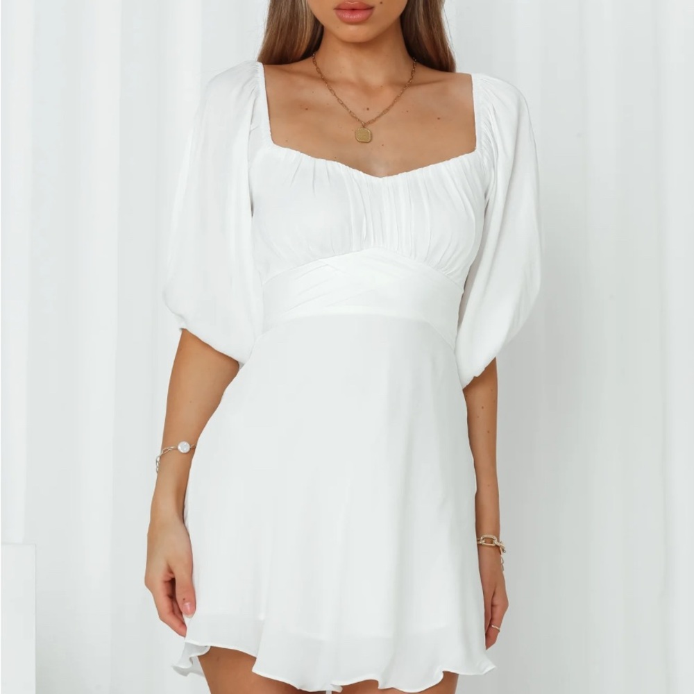 Hello Molly White Long Sleeve Dress, Size L